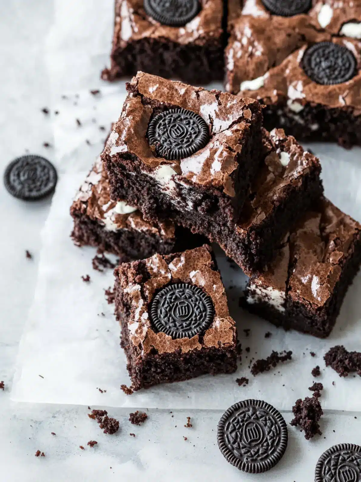 Irresistible Fudgy Oreo Brownies: Layered with Crunchy Cookies